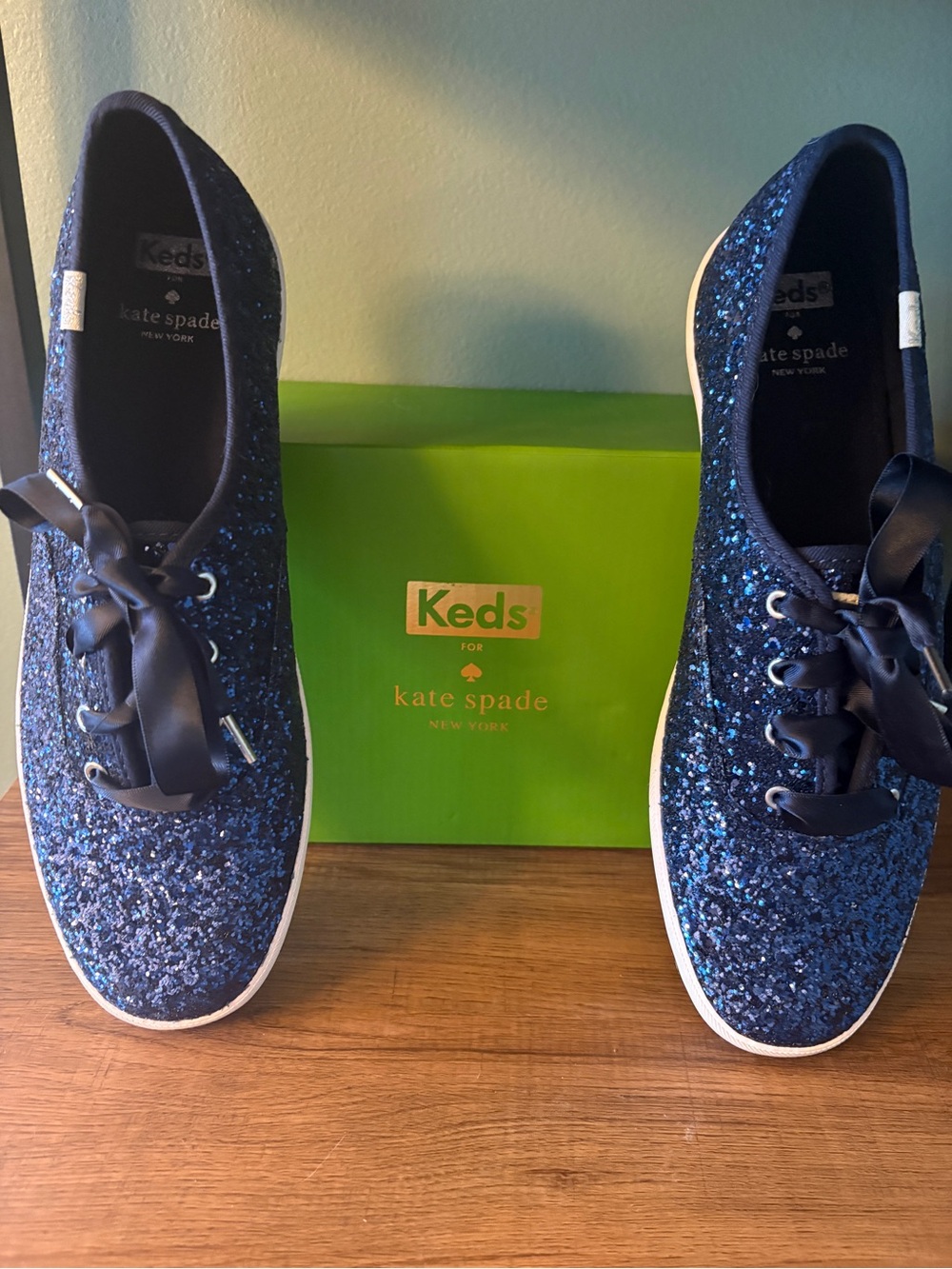 NIB Keds x Kate Spade Navy Glitter Champion Sneakers 9.5